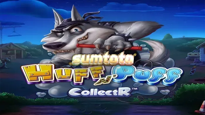 Tampilan antarmuka game slot Huff N' Puff CollectR pada layar ponsel