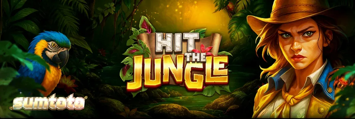 Pemandangan hutan eksotis dalam permainan slot Hit the Jungle